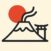 Minimal logo of a volcano, torii gate, and red sun – symbol of Kumamoto & Beyond Tours, a private guide service in Japan